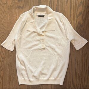 MNG Creamy white Short Sleeve Polo Shirt with ribbed sleeve